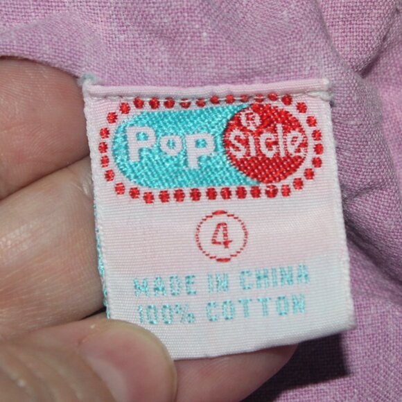 Girls Vintage Popsicle Acid Wash Pleated Front Overalls Denim Jeans Floral sz 4 - Picture 12 of 12